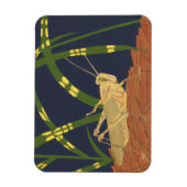 Grasshopping in groene gras op blauwe achtergrond magneet (Verticaal)