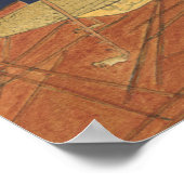 Grasshopping in groene gras op blauwe achtergrond poster (Hoek)