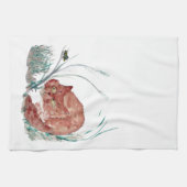 Grasshouper Teases the Kitten, Sumi-e Theedoek (Horizontaal)