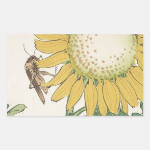 Grasshout en zonnebloem door Shibata Zeshin Rechthoekige Sticker