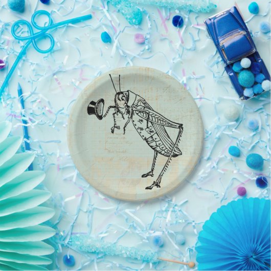 Grasshout met top-hoed papieren bordje (Feest)