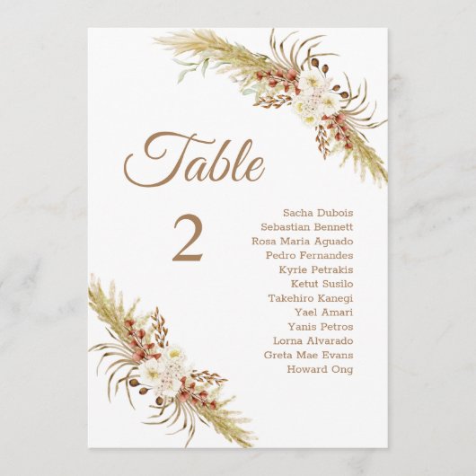 Grassland Dream Wedding Table Kaart. Programmakaart (Voorkant)