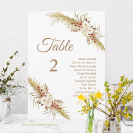 Grassland Dream Wedding Table Kaart. Programmakaart