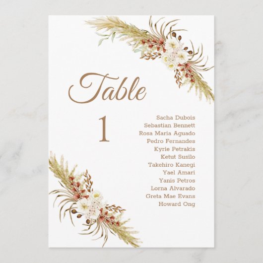 Grassland Dream Wedding Table Kaart. Programmakaart (Voorkant)