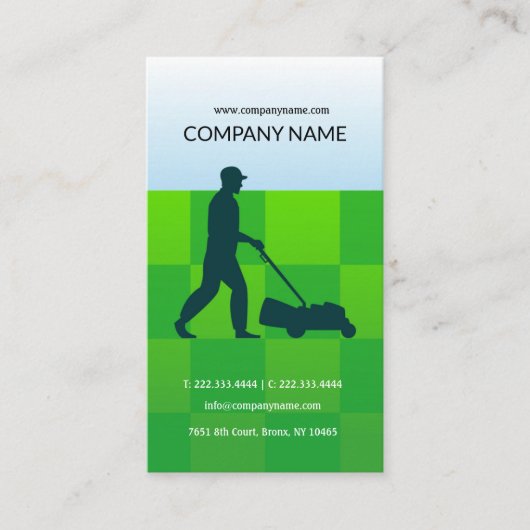 Grassnijder, huishouder, Kaart voor gazonverzorgin Visitekaartje (Voorkant)