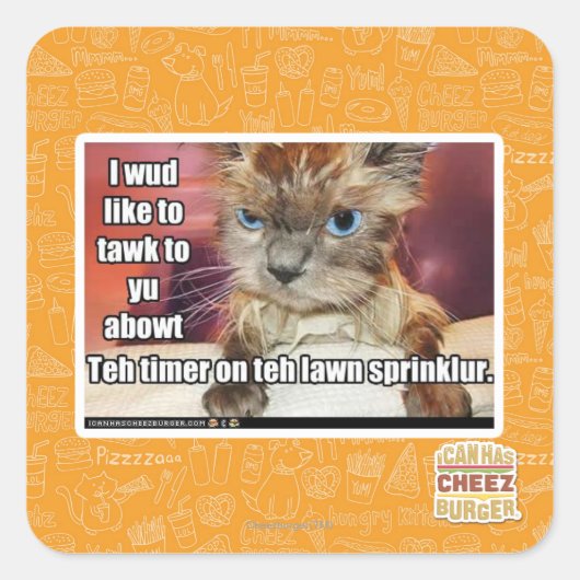 Grassprinkler timer vierkante sticker (Voorkant)