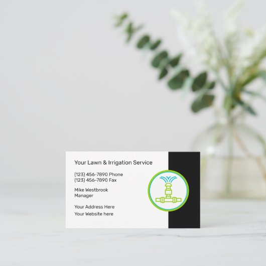 Grassproeiers en irrigatiediensten visitekaartje (Staand voorkant)