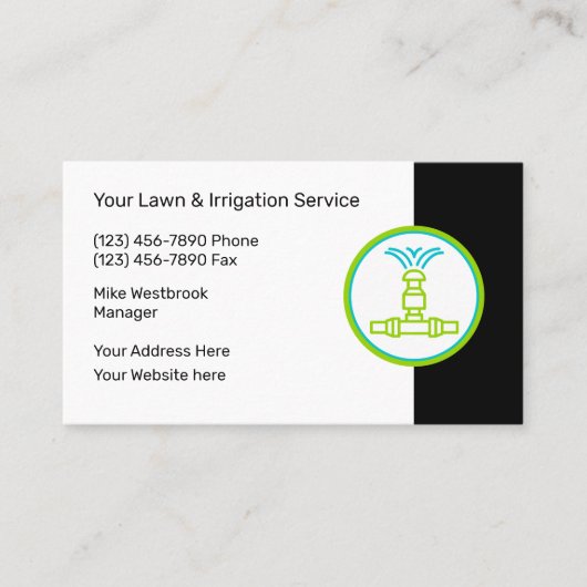 Grassproeiers en irrigatiediensten visitekaartje (Voorkant)