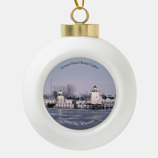 Grassy Island Range Lights Keramische Bal Ornament (Voorkant)