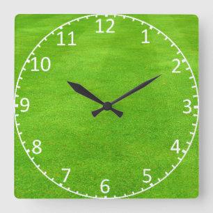 Grassy Lawn Background Clock Vierkante Klok