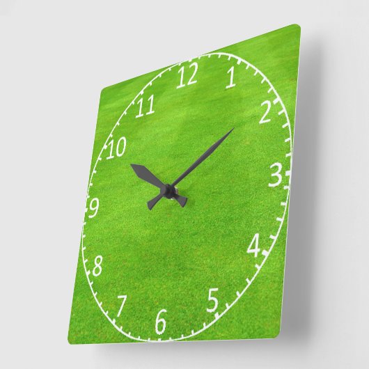 Grassy Lawn Background Clock Vierkante Klok (Hoek)
