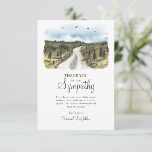 Grassy Road Sympathie Dank u kaart (Staand voorkant)