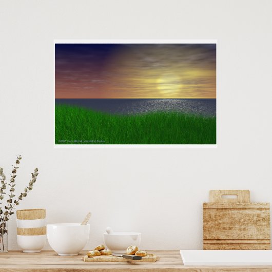Grassy Sunset Poster (Keuken)