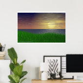 Grassy Sunset Poster (Thuiskantoor)
