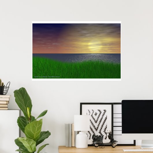 Grassy Sunset Poster (Thuiskantoor)