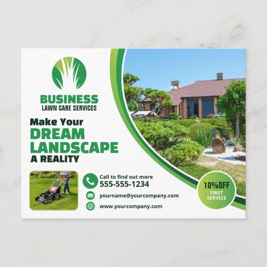 Grasverzorging Landscaping Maaien Gras Boom Servic Briefkaart (Voorkant)