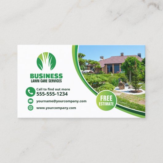 Grasverzorging Landscaping Maaien Gras Boom Servic Visitekaartje (Voorkant)