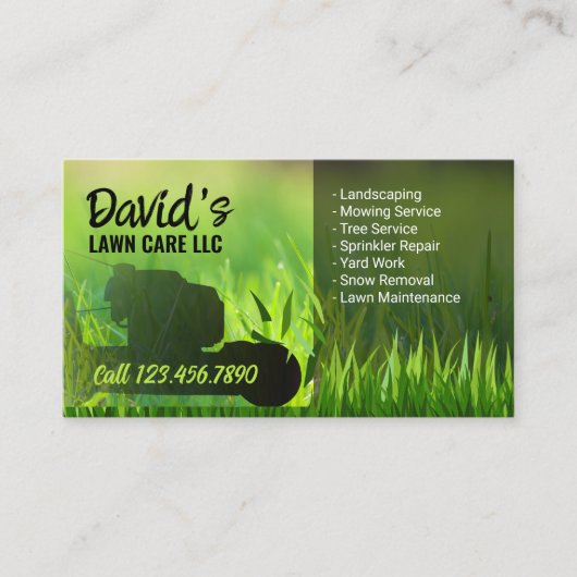 Grasverzorging & Landscaping Service Groene maaier Visitekaartje (Voorkant)