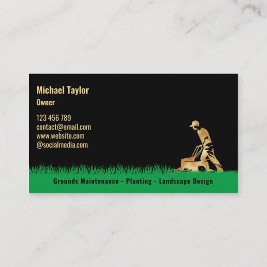 grasverzorging maaier landschap tuinieren visitekaartje (Achterkant)