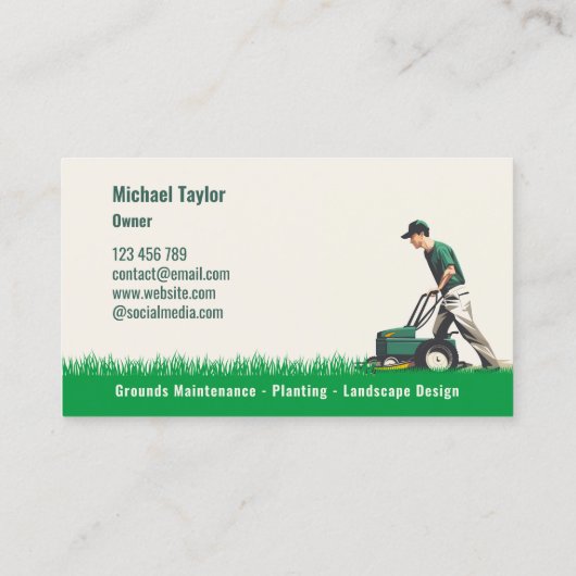 grasverzorging maaier landschap tuinieren visitekaartje (Achterkant)
