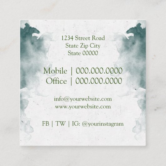 Grasverzorging of landschapsarchitectuur vierkante visitekaartje (Achterkant)