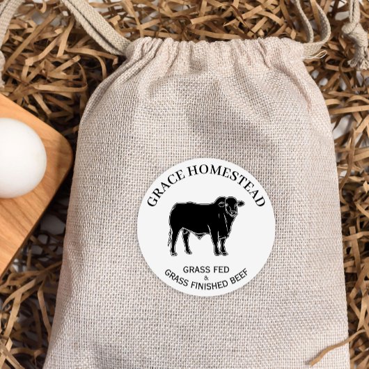 Grasvoer Rundvlees Naam boeren Marktproduct Ronde Sticker