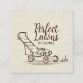 Graszorg - grasmaaierstekening vierkante visitekaartje (Voorkant)