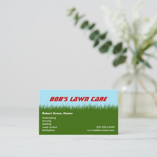 Graszorg - Groene gras - Landscaping Mowing Visitekaartje (Staand voorkant)