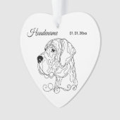 Grat Dane Minimalist Line Art Personalized Ornament (voorkant)
