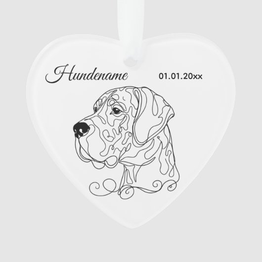 Grat Dane Minimalist Line Art Personalized Ornament (voorkant)