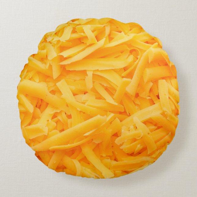 grated cheddar cheese top view rond kussen (Voorkant)