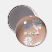 Grateful 3D Waterdrop met Bloemen Oker Magneet (Voorkant / Achterkant)