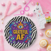 Grateful AF - Zebra Pattern - Papieren Bordje (Feest)