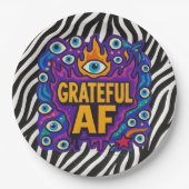 Grateful AF - Zebra Pattern - Papieren Bordje (Voorkant)