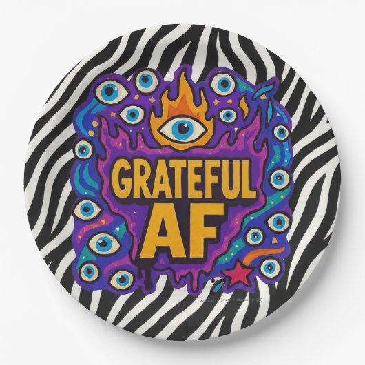 Grateful AF - Zebra Pattern - Papieren Bordje (Voorkant)