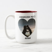 Grateful Agradecida tweetalig Moederdag hart Tweekleurige Koffiemok (Links)