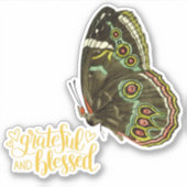 Grateful and Blessed Butterfly Vinyl Sticker (Voorkant)