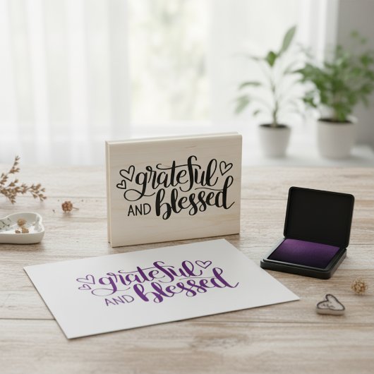 Grateful and Blessed Rubber Stamp Rubberstempel