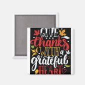 Grateful and Thankful Thanksgiving Magnet (Voorkant / Achterkant)