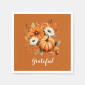 Grateful Autumn Floral Pumpkin Red Square Servet (Voorkant)