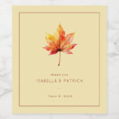 Grateful Autumn Watercolor Maple Leaf Wijn Etiket (Enkel label)