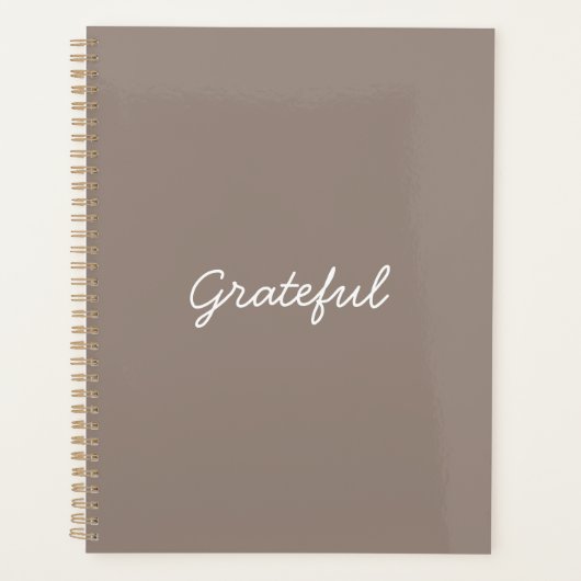 Grateful beige greige custom casual script schatti planner (Voorkant)