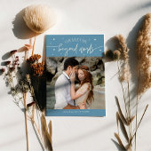 Grateful Beyond Words Wedding Photo Denim Blue Bedankkaart