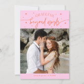 Grateful Beyond Words Wedding Photo Orange Pink Bedankkaart (Voorkant)