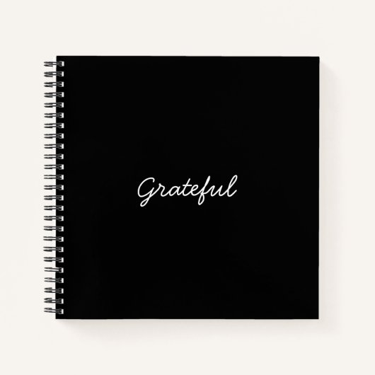 Grateful black custom casual script dankbaarheid notitieboek (Voorkant)