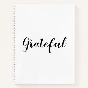 Grateful black white custom script text schattig notitieboek