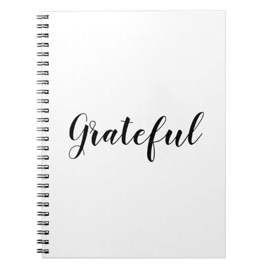 Grateful black white custom script text schattig notitieboek (Voorkant)