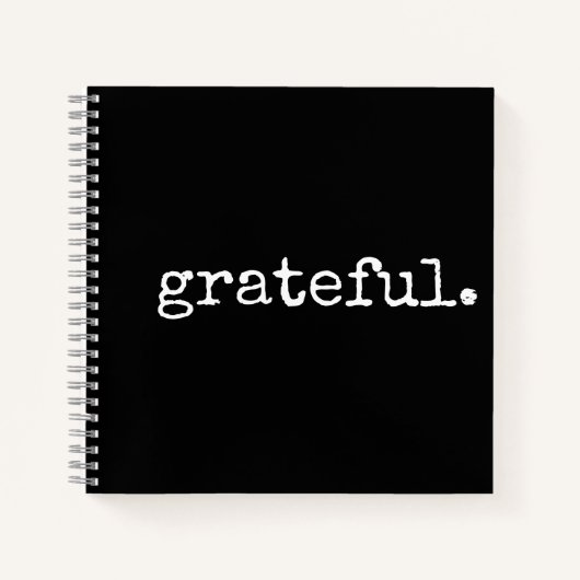 Grateful Black White Minimal Gratitude Journal Notitieboek (Voorkant)