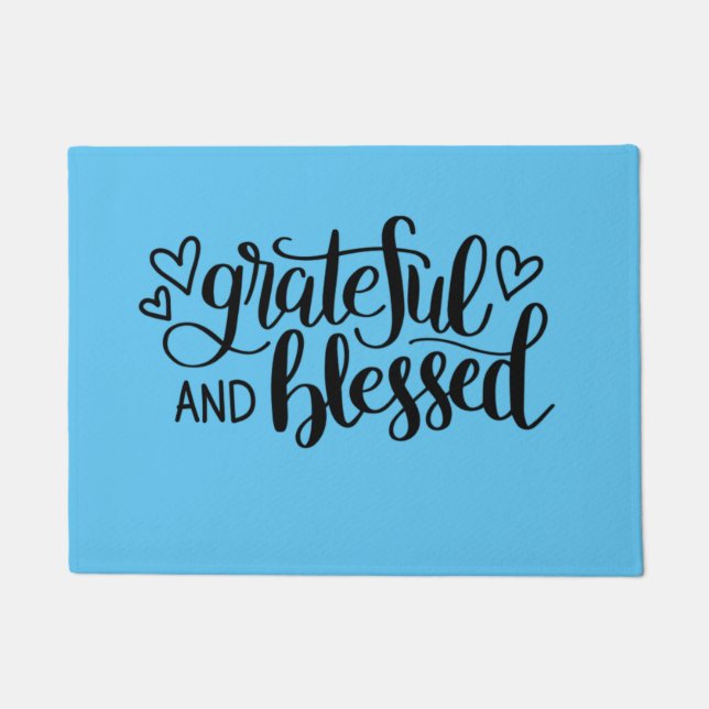 Grateful & Blessed Blue Doormat Deurmat (Voorkant)