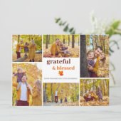 Grateful & Blessed Herfst Thanksgiving familiefoto Feestdagenkaart (Staand voorkant)